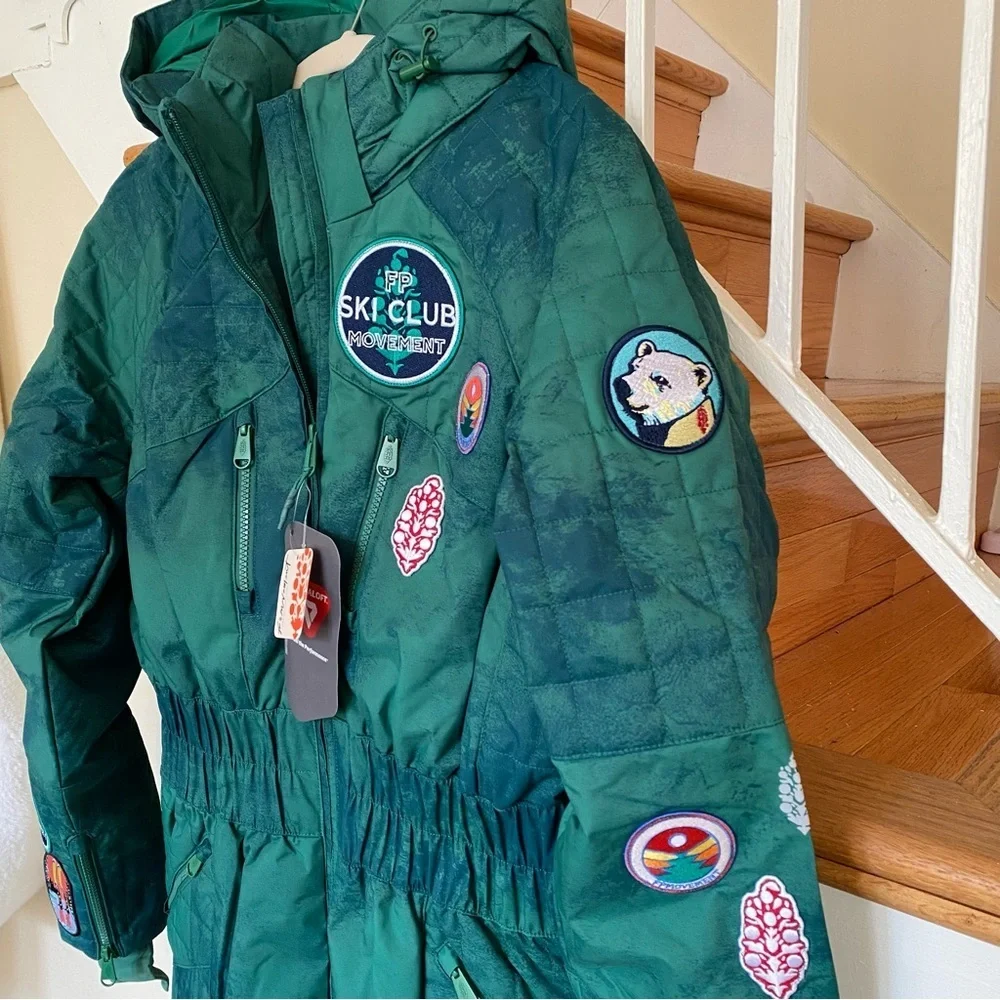 NWT Free People Movement All Prepped Patch Ski Suit Green Medium